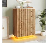 KSFASHZ - Cómoda de madera para dormitorio con LED, cómoda para dormitorio de madera, 73 × 40 × 111 cm, mueble de madera, 5 cajonesCajonera para dormitorio, dormitorio, adulto, mueble cómodoSalon