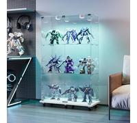 KSFASHZ Vitrina de cristal con LED y 6 ruedas, vitrina de cristal con 3 estantes y 2 puertas, vitrina de cristal con leDVetrinetta expositora en columna, vitrina de salón transparente, 35 x 78,5 x