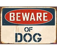 KSFEITING Letrero de metal con texto en inglés «Beware of Dog» para exteriores, estilo vintage, para exteriores, granja, patio, decoración de aluminio, 8 x 12 pulgadas