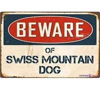 KSFEITING Letrero de metal con texto en inglés "Beware of Swiss Mountain Dog" para exteriores, decoración de jardín de granja, de aluminio, 20,3 x 30,5 cm
