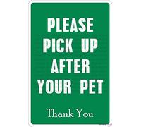 KSFEITING Letrero de metal retro novedoso con texto en inglés "Please Pick Up After Your Pet" para exteriores e interiores, hogar, cueva, garaje, bar, decoración de pared, letrero de aluminio vintage
