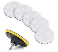 Kshineni 125mm Almohadilla de Pulido de Lana, 7 Piezas Lana para Pulir Coche Kit con Disco Autoadhesivo para el Coche Encerado Lijado
