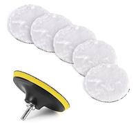 Kshineni 150mm Almohadilla de Pulido de Lana, 7 Piezas Lana para Pulir Coche Kit con Disco Autoadhesivo para el Coche Encerado Lijado