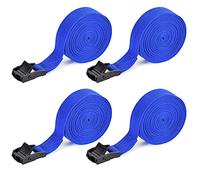 Kshineni 4M Correa de Amarre, 4 Piezas Cinchas de Amarre con Correas Presión para Portaequipajes de Coche, Portabicicletas, Surf, Bicicleta (Azul)