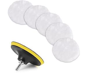 Kshineni 80mm Almohadilla de Pulido de Lana, 7 Piezas Lana para Pulir Coche Kit con Disco Autoadhesivo para el Coche Encerado Lijado