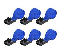 Kshineni Correa de Amarre, 6 Piezas Cinchas de Amarre con Correas de Amarre con Cierre de Presión de 1 m x 2.5 cm para portaequipajes de Coche, portabicicletas, Surf, Bicicleta (Azul)