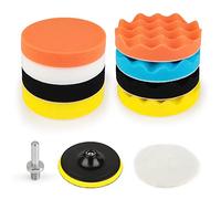 Kshineni Pulir Coche 125mm 11 Piezas Esponja de Pulido Pulidora Coche, M14 Adaptador de Taladro y Almohadillas de Cera de Lana Kit Pulir Faros