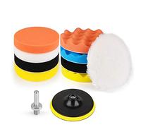 Kshineni Pulir Coche 150mm 11Piezas Esponja de Pulido Pulidora Coche, M14 Adaptador de Taladro y Almohadillas de Cera de Lana Kit Pulir Faros