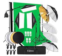 Kshioe Kit de iluminación para fotografía: 2 x 3 m, Sistema de Soporte de telón de Fondo, 5 en 1, reflectores, 1600 W, 5500 K, Kit de iluminación Continua para Retrato, Producto y grabación de vídeo