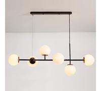 KSHSAA 6-Luces Lámpara de Techo de Vidrio Moderna Bola Lámpara Colgante Interior Techo Lustre Salón Comedor Restaurante Altura Ajustable Lámpara Colgante Luz Decoración Interior