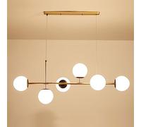 KSHSAA 6-Luces Lámpara de Techo de Vidrio Moderna Bola Lámpara Colgante Interior Techo Lustre Salón Comedor Restaurante Altura Ajustable Lámpara Colgante de Decoración Interior