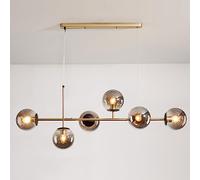 KSHSAA Lámpara colgante de cristal de 6 luces Lámpara colgante de bola moderna Lámpara de techo interior Sala de estar Comedor Restaurante Luz de suspensión de altura ajustable Decoración interior