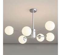 KSHSAA Luz colgante de vidrio moderna Lámparas colgantes de racimo de bolas blancas Sala de estar Comedor Isla de cocina Lámpara de techo interior Lámpara de suspensión de altura ajustable