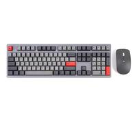 KSI-WOMBAT Pine Pro - Teclado mecánico + mouse inalámbrico adicional, interruptores Cherry MX Silent Red, 108 teclas, MAC/Win, gris espacial, RF 2.4 GHz, Bluetooth, USB, teclas PBT, parte superior de