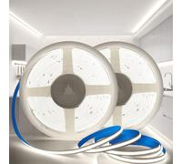 KSIBNW Tira de LED COB 12V, 2x5M Tira Luz Blanco Frío 6000K Luces LED Habitacion Anchura 8mm Luz de Cuerda Cortable Flexible CRI>90 para Fondos de TV, Cocina, Fiesta, Sin Fuente de Alimentación