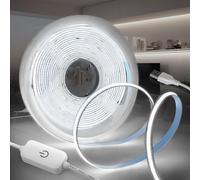 KSIBNW Tira de LED COB USB 5V 1M, Blanco Frío 6000K Regulable Tira de Luz Autoadhesivo Luces LED Habitacion 320LED/M Anchura 8mm Flexible Cortable para Fondos de TV Cocina Fiesta DIY Decoración