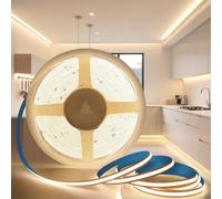 KSIBNW Tira LED COB de 5 m, autoadhesiva, 12 V, blanco neutro, 4000 K, 8 mm de ancho, CRI90 + 320 LEDs/m, flexible para decoración del hogar, cocina, dormitorio, sin fuente de alimentación