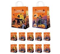 KSIEE 12 bolsas de Halloween para truco o trato, pequeñas bolsas de Halloween con asas, bolsas de regalo, bolsas de Halloween multifuncionales para envolver regalos, suministros de fiesta de Halloween