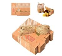 KSIEE 50 mini bolsas de regalo de Navidad, bolsas de papel reutilizables, cajas de regalo de fiesta de Navidad, decoraciones de temporada para collares, galletas, chocolate, juguetes