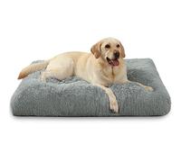 KSIIA Cama para Perros Grandes Lavable, Cojín para Perro de Peluche Mullido, Colchon Colchoneta Inferior Antideslizante, 105 x 70 cm, Gris