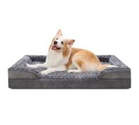 KSIIA Cama Perro Mediano, 90x57x16cm, Colchon Perro Lavable y Desenfundable, Fondo Antideslizante, Cama Ortopedica para Perros, Sofá para Perros de Espuma con Memoria, Gris, L
