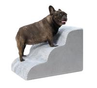 KSIIA Escalera para Perro 3 Escalones, Rampa para Perros con Base Antideslizante, Escalera para Mascotas Funda Desmontable y Lavable, para Sofá y Cama, Cachorros y Mascotas Mayores, 40x57x40 cm, Gris