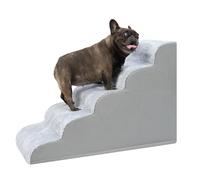 KSIIA Escalera para Perro 5 Escalones, Rampa para Perros con Base Antideslizante, Escalera para Mascotas Funda Desmontable y Lavable, para Sofá y Cama Cachorros y Mascotas Mayores, 40x84x57.5 cm, Gris