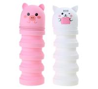Ksikdeg 2 estuches telescópicos de silicona con cremallera para bolígrafos de dibujos animados, Y gato, 6.5*12.5CM