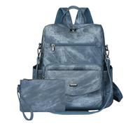 Ksikdeg 2 mochilas de piel sintética para mujer, diseñadoras, bolso de hombro para mujer, bolsos de mano de viaje de trabajo con mochilas para mujer, Blue