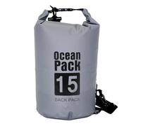 Ksikdeg Bolsa seca de aventura con diseño de cierre de cuerda, práctica bolsa de almacenamiento de malla de PVC, bolsas de hombro para equipos deportivos al aire libre mochilas secas, Gray, 15L