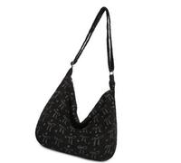 Ksikdeg Bolso de hombro acanalado de gran capacidad, elegante patrón francés, bandolera fina para escuela, rudimentos, espaciosa laptop para estudiantes, Black, One Size