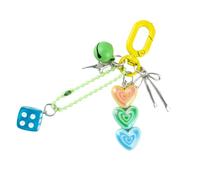 Ksikdeg Bonito llavero con forma de corazón con forma de campanas y lazos, anillos de coche, accesorios estéticos para mochilas, carteras, decoración de anillos de coche para mujer, Q1805 6