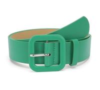 Ksikdeg Cinturón de moda con hebillas cuadradas para mujer, correa de piel sintética, cintura ajustable para jeans, vestidos, cinturón de moda para mujer, casual, verde, Talla única