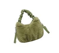 Ksikdeg Elegante bolso de hombro de felpa para mujer, con asa plisada, correa ajustable, para uso diario en invierno o trabajo, correa ajustable, Green, One Size
