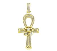 Ksikdeg Elegante llavero con colgante de cruz de ojo de Horu de latón resistente, accesorio de moda para mujeres y mujeres de moda para uso diario, Size 6.1x1.7cm/2.4x1.06inch, Cobre