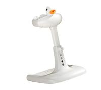 Ksikdeg Estación de baño de pato de dibujos animados, soporte de baño para bebé, 5 engranajes, ajustable, antideslizante, base grande, ayudante de baño para niños pequeños seguros