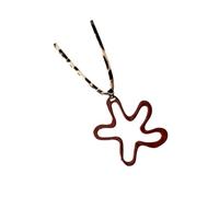 Ksikdeg Gargantilla de cuerda trenzada con diseño de leopardo y corazón de flores rojas, joyería coreana para fiesta casual, collar con dije de corazón floral