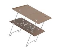 Ksikdeg Mesa de camping plegable portátil con doble capa y parte superior de aluminio, peso ligero, escritorio plegable para picnic al aire libre