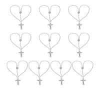 Ksikdeg Paquete de 10 collares de rosario de goma coloridos con cruces suaves para oración y meditación religiosa, 60cm, Plástico