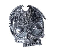 Ksikdeg Soporte para botellas de calavera, escultura para decoración de artículos de calavera, soporte para botella de condimento, textura Rsein, Halloween