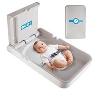 KSITEX Cambiador para bebé, vertical, cambiador plegable para pañales para niños con cinturón de seguridad, unidad de pared para baños y servicios de higiene comercial