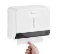 KSITEX Dispensador de Toallas de Papel de Pared - Plegado Z y C, sin Taladro, con Cerradura, Gran Capacidad 200+ Hojas, para Baño, Cocina y Oficina Blanco