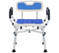 KSITEX Silla de Ducha Mayores-Silla Ducha Ancha y Resistente con Respaldo y reposabrazos, Asiento De Ducha Antideslizante para Baño con Ajuste De Altura en 6 Niveles para Adultos y Personas Mayores