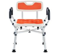 KSITEX Silla de Ducha Mayores-Silla Ducha Ancha y Resistente con Respaldo y reposabrazos, Asiento De Ducha Antideslizante para Baño con Ajuste De Altura en 6 Niveles para Adultos y Personas Mayores