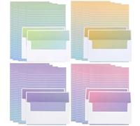 KSIWRE Juego de papelería de acuarela con sobres, 16 hojas de papel rayadas + 8 sobres, papel de papelería de colores degradados para escribir cartas, poemas, invitaciones, mejores deseos
