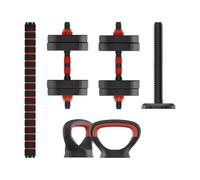 Ksix 10 Kg Kit De Pesas, Mancuernas, Discos Pesas, Barra, Pesa Rusa, Negro