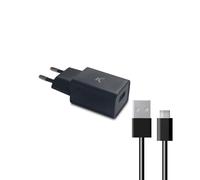 Ksix 10 W Cargador De Red, Usb-a + Cable Usb-a A Micro-usb 1 M, Negro