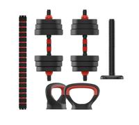 Ksix 20 Kg Kit De Pesas, Mancuernas, Discos Pesas, Barra, Pesa Rusa, Negro