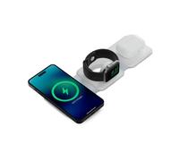 KSIX Cargador inalámbrico 3 en 1, Carga rápida 15W, Plegable, Compatible, para móviles Qi, Apple Watch y AirPods, Blanco