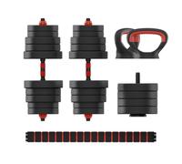 Ksix 50 Kg Kit De Pesas, Mancuernas, Discos Pesas, Barra, Pesa Rusa, Negro